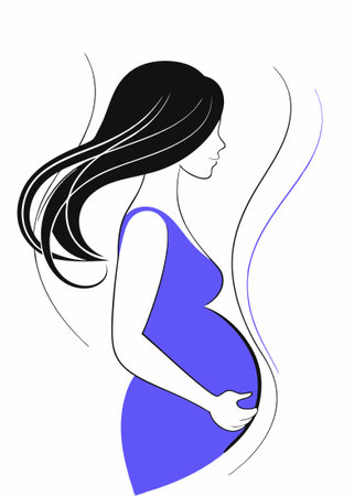 Silhouette of a pregnant woman concept illustration vector art on white backgroundのイラスト素材