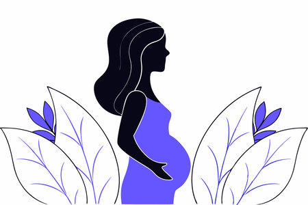 Silhouette of a pregnant woman concept illustration vector art on white backgroundのイラスト素材