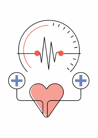 Heart beat cardiogram cardiac cycle medical icon concept illustration vector art on white backgroundのイラスト素材
