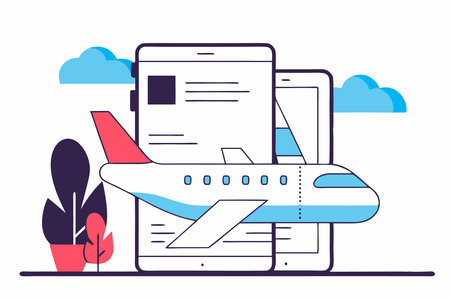 Flat design airplane silhouette concept illustration vector art on white backgroundのイラスト素材