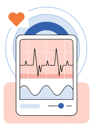 Heart beat cardiogram cardiac cycle medical icon concept illustration vector art on white backgroundのイラスト素材