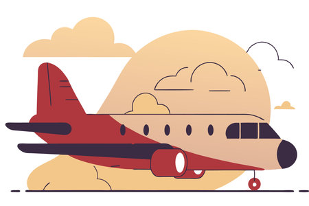 Flat design airplane silhouette concept illustration vector art on white backgroundのイラスト素材