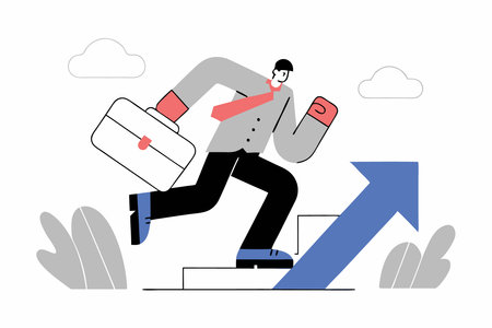 businessman running with briefcase concept illustration vector art on white backgroundのイラスト素材