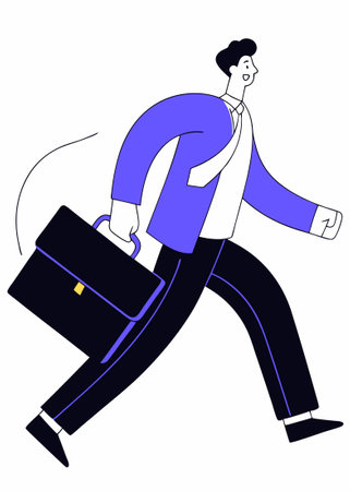 businessman running with briefcase concept illustration vector art on white backgroundのイラスト素材