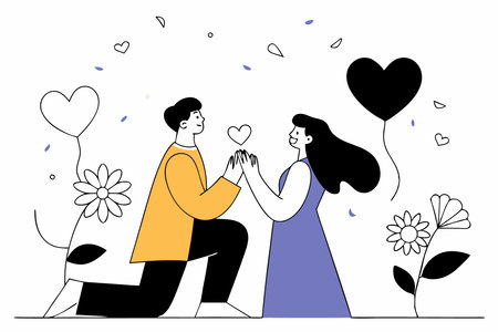 Marriage proposal composition concept illustration vector art on white backgroundのイラスト素材