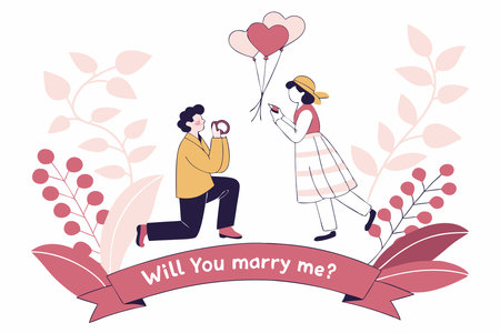Marriage proposal composition concept illustration vector art on white backgroundのイラスト素材