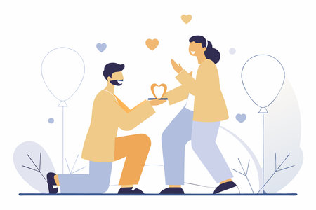 Marriage proposal composition concept illustration vector art on white backgroundのイラスト素材