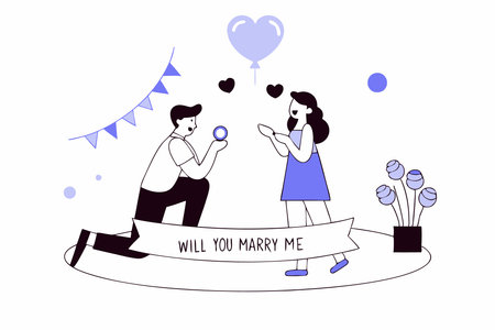 Marriage proposal composition concept illustration vector art on white backgroundのイラスト素材
