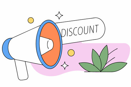Special offer label icon in flat style Megaphone with discount concept illustration vector art on white backgroundのイラスト素材