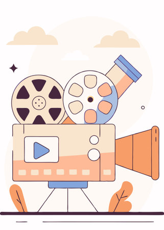 Video camera icon in comic style Movie play concept illustration vector art on white backgroundのイラスト素材