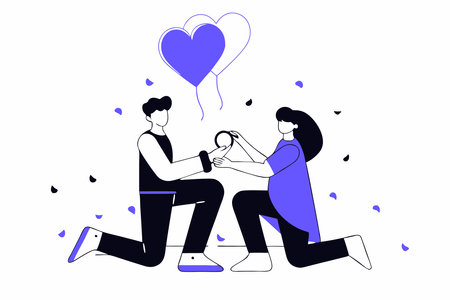 Marriage proposal composition concept illustration vector art on white backgroundのイラスト素材