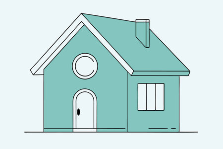 A drawing of a blue house with a blue front concept illustration vector art on white backgroundのイラスト素材