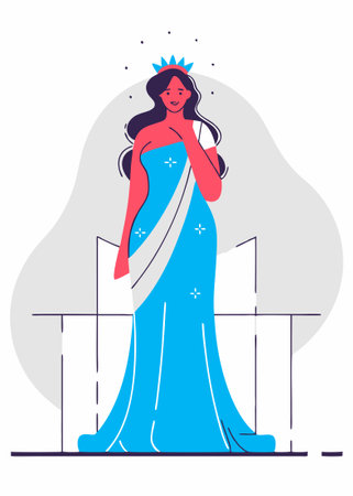 Queen of beauty. Miss universe concept illustration vector art on white backgroundのイラスト素材