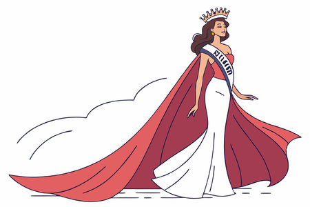 Queen of beauty. Miss universe concept illustration vector art on white backgroundのイラスト素材