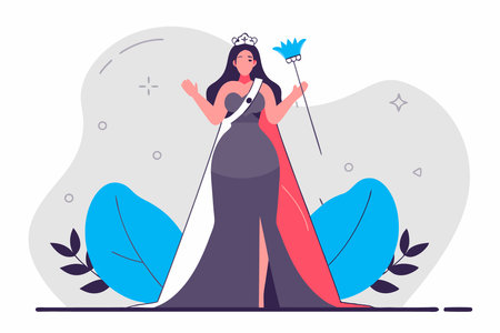 Queen of beauty. Miss universe concept illustration vector art on white backgroundのイラスト素材