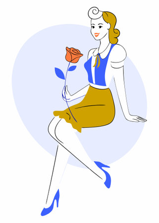 Pinup girl concept illustration vector art on white backgroundのイラスト素材