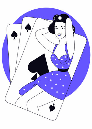 Pinup girl concept illustration vector art on white backgroundのイラスト素材