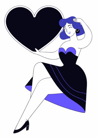 Pinup girl concept illustration vector art on white backgroundのイラスト素材