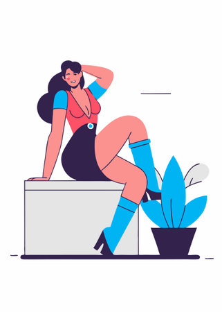 Pinup girl concept illustration vector art on white backgroundのイラスト素材