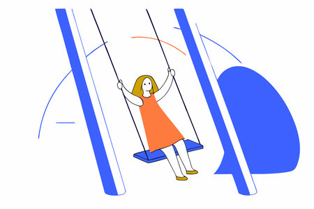 A girl gets play swing concept illustration vector art on white backgroundのイラスト素材