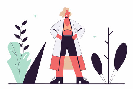 Beautiful American African fashion model in blonde hair concept illustration vector art on white backgroundのイラスト素材