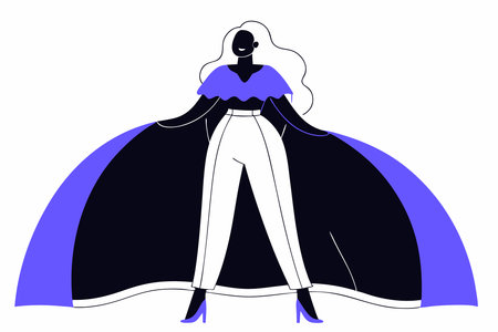 Beautiful American African fashion model in blonde hair concept illustration vector art on white backgroundのイラスト素材