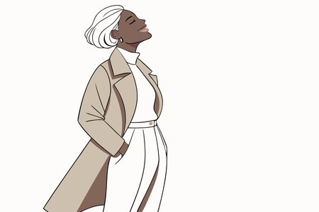 Beautiful American African fashion model in blonde hair concept illustration vector art on white backgroundのイラスト素材