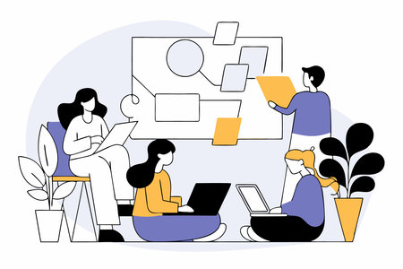 Creative office workers concept illustration vector art on white backgroundのイラスト素材