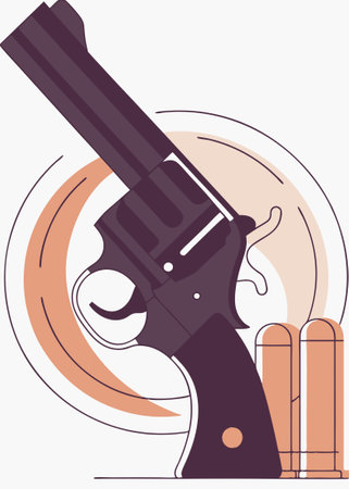 Revolver pistol gun concept illustration vector art on white backgroundのイラスト素材