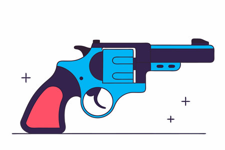 Revolver pistol gun concept illustration vector art on white backgroundのイラスト素材