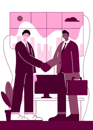 Business closing deal inside office concept illustration vector art on white backgroundのイラスト素材