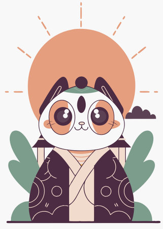 cute mystical creature from Chinese concept illustration vector art on white backgroundのイラスト素材