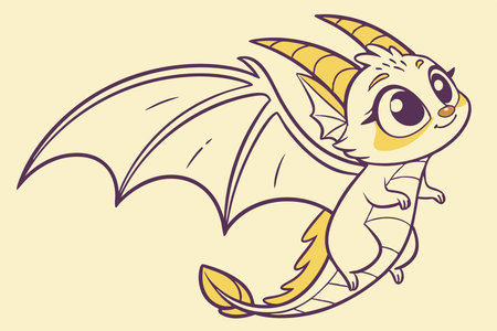 cute mystical creature from Chinese concept illustration vector art on white backgroundのイラスト素材