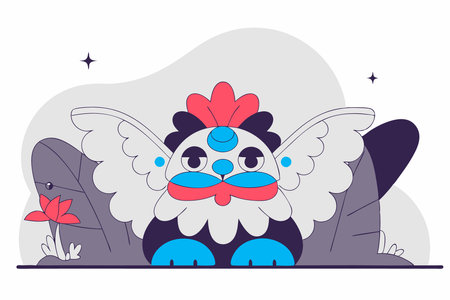 cute mystical creature from Chinese concept illustration vector art on white backgroundのイラスト素材