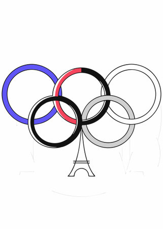 Olympic Rings Paris concept illustration vector art on white backgroundのイラスト素材