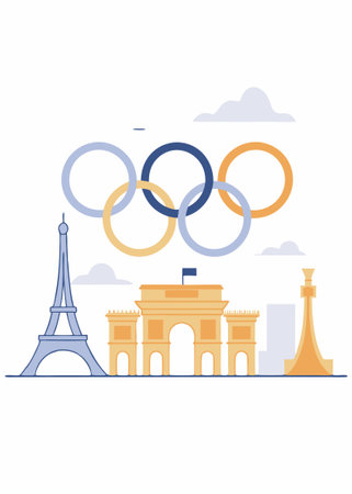 Olympic Rings Paris concept illustration vector art on white backgroundのイラスト素材