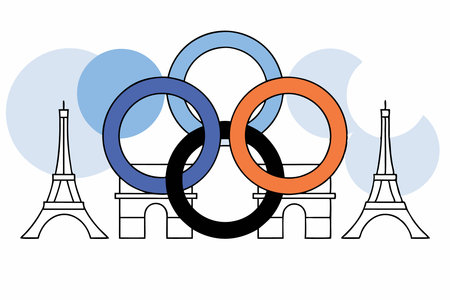 Olympic Rings Paris concept illustration vector art on white backgroundのイラスト素材