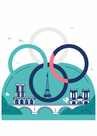Olympic Rings Paris concept illustration vector art on white backgroundのイラスト素材