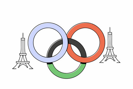 Olympic Rings Paris concept illustration vector art on white backgroundのイラスト素材