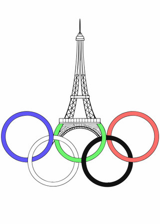 Olympic Rings Paris concept illustration vector art on white backgroundのイラスト素材