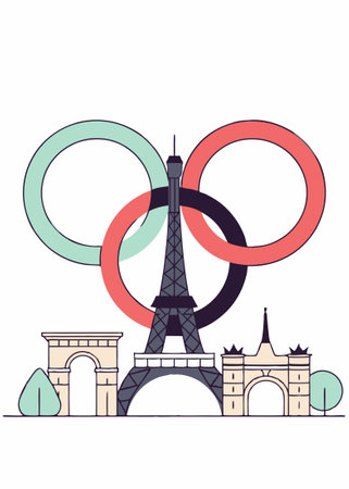 Olympic Rings Paris concept illustration vector art on white backgroundのイラスト素材