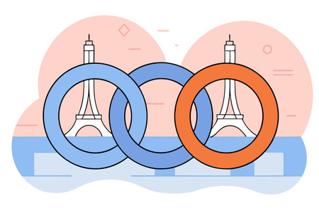 Olympic Rings Paris concept illustration vector art on white backgroundのイラスト素材