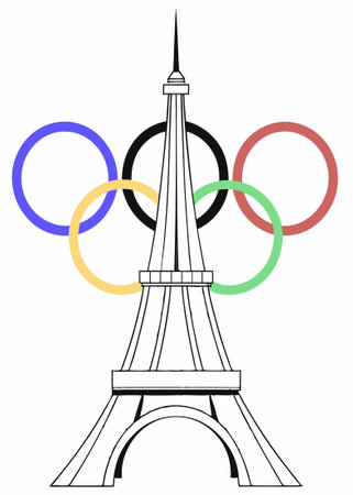 Olympic Rings Paris concept illustration vector art on white backgroundのイラスト素材
