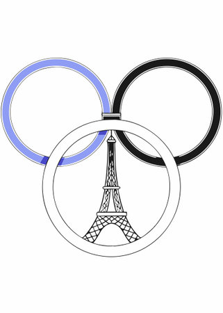 Olympic Rings Paris concept illustration vector art on white backgroundのイラスト素材