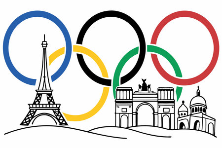 Olympic Rings Paris concept illustration vector art on white backgroundのイラスト素材