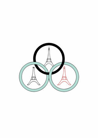 Olympic Rings Paris concept illustration vector art on white backgroundのイラスト素材