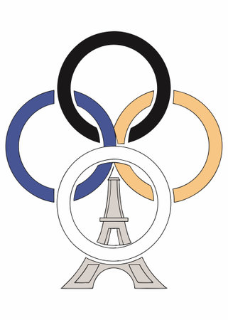 Olympic Rings Paris concept illustration vector art on white backgroundのイラスト素材