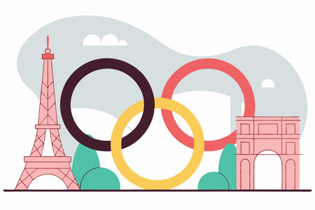 Olympic Rings Paris concept illustration vector art on white backgroundのイラスト素材