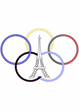 Olympic Rings Paris concept illustration vector art on white backgroundのイラスト素材