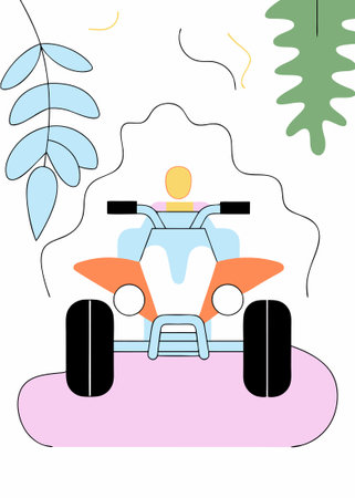 Atv drift watercolor paint concept illustration vector art on white backgroundのイラスト素材